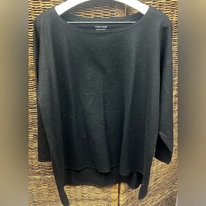 Eileen Fisher Women's Classic Black Crew Neck Shirt, Size: Large, 100% Wool